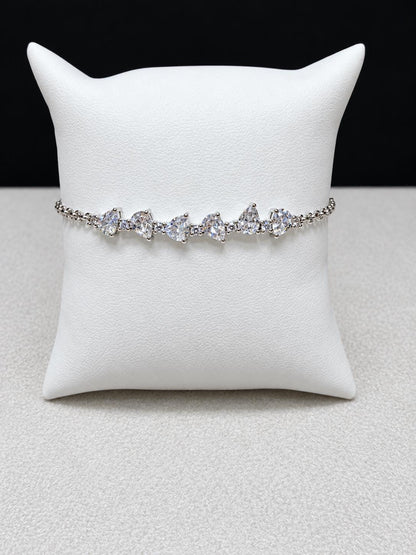 Lab Grown Pear Shape Diamond Bracelet 2.25 Carats, Sterling Silver, Adjustable