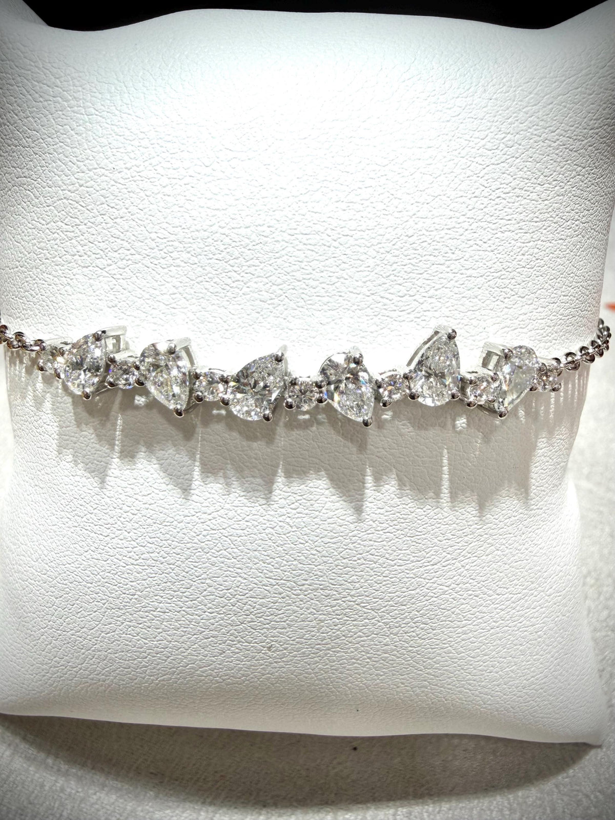 Lab Grown Pear Shape Diamond Bracelet 2.25 Carats, Sterling Silver, Adjustable