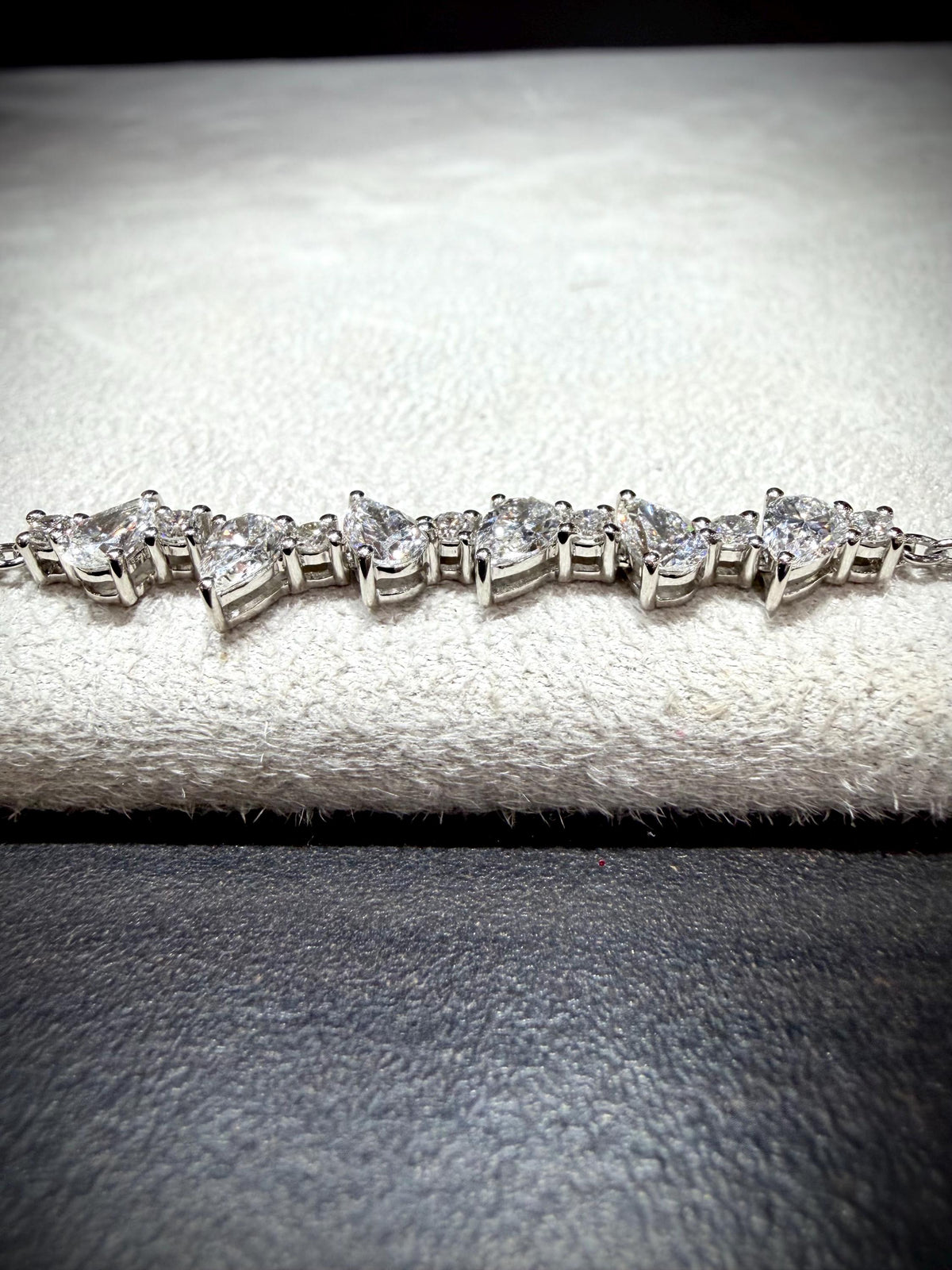 Lab Grown Pear Shape Diamond Bracelet 2.25 Carats, Sterling Silver, Adjustable