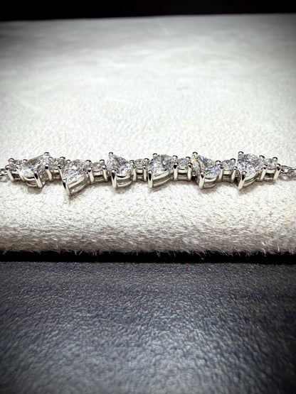 Lab Grown Pear Shape Diamond Bracelet 2.25 Carats, Sterling Silver, Adjustable