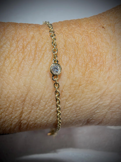 14K Natural Diamond Cross Bracelet 0.34 ct tw. 7” adjustable