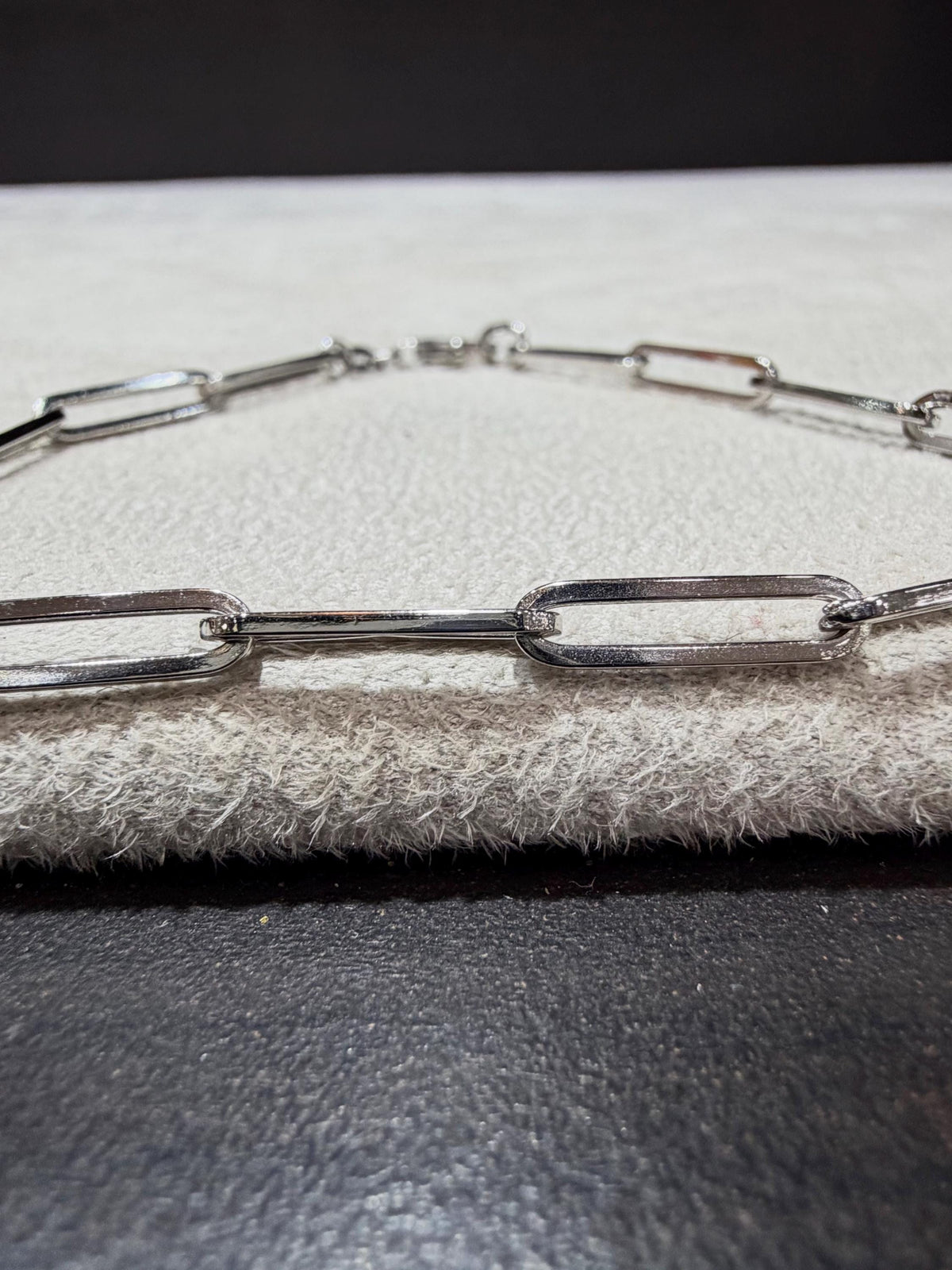 14K White Gold Paperclip Link Bracelet 7”