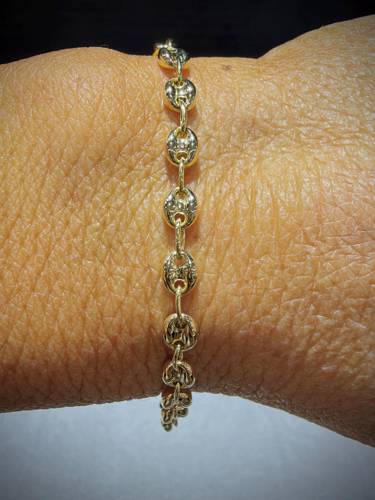 14K Gold Puffed Mariner Link Bracelet 7”