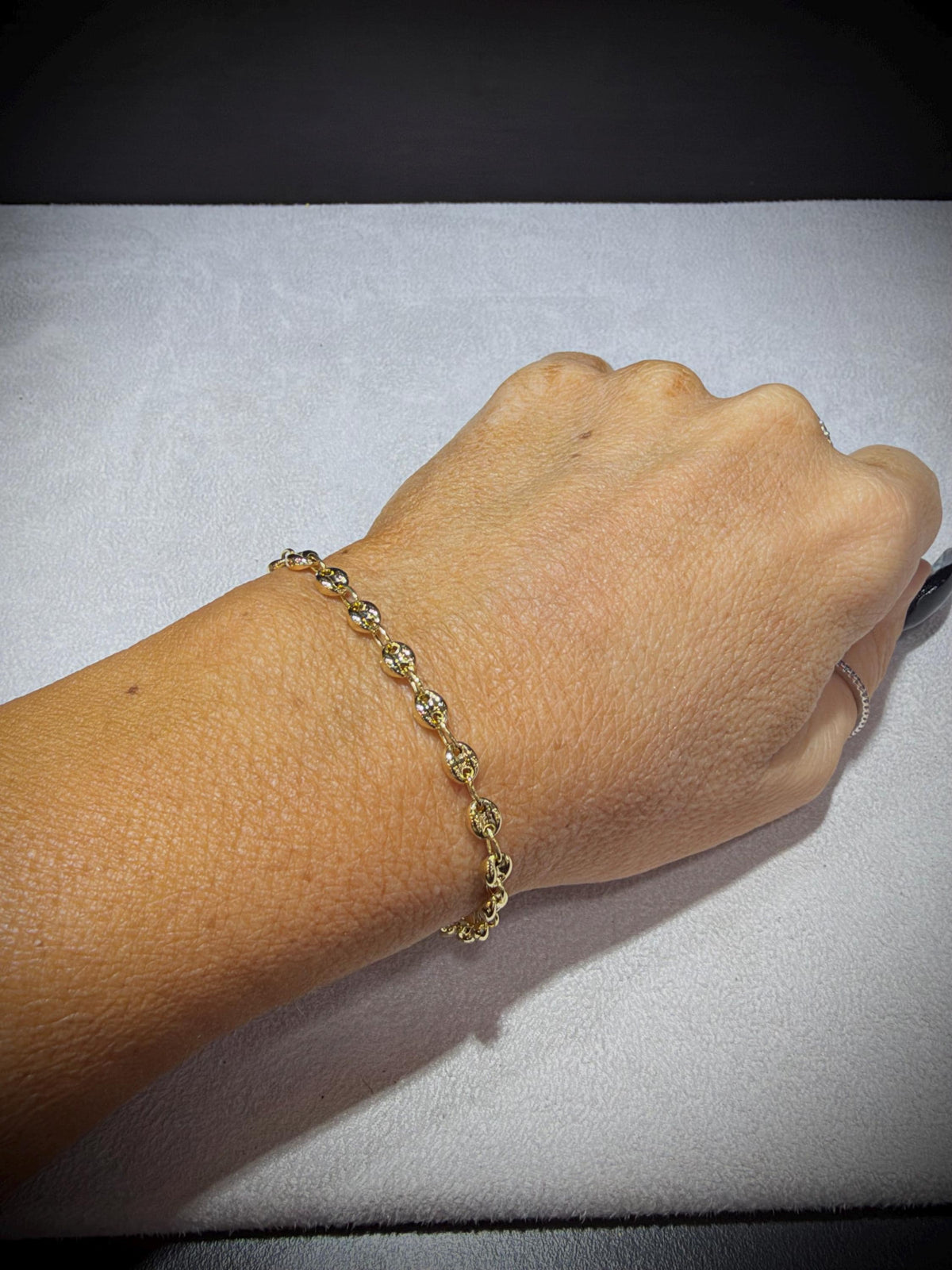 14K Gold Puffed Mariner Link Bracelet 7”