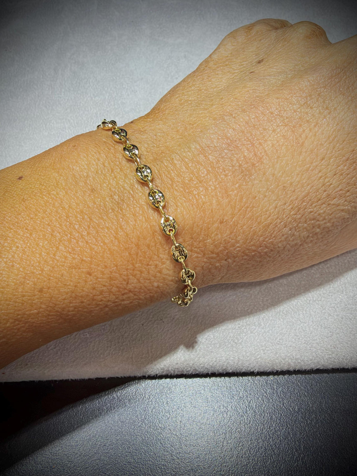 14K Gold Puffed Mariner Link Bracelet 7”