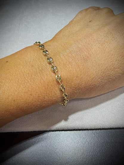 14K Gold Puffed Mariner Link Bracelet 7”