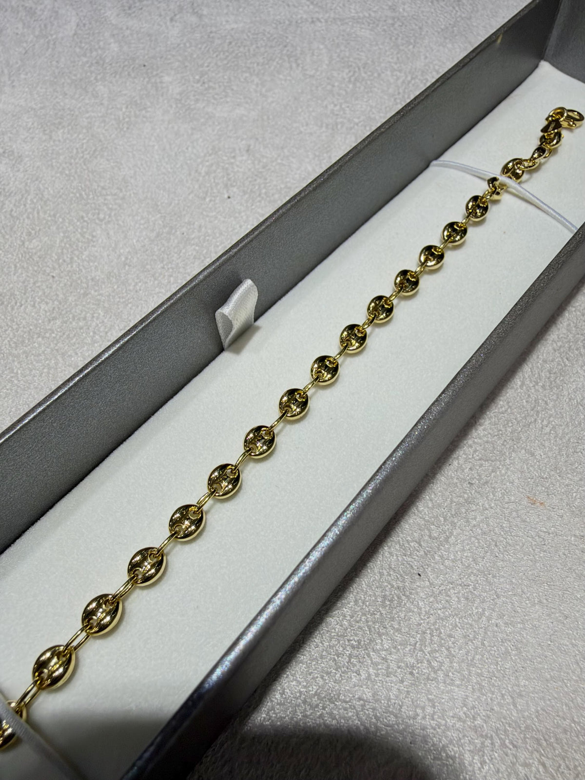 14K Gold Puffed Mariner Link Bracelet 7”