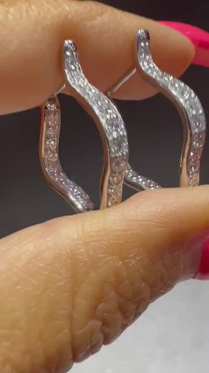 Diamond Hoop Earrings: Lab Grown Diamonds 1.50 Carats Sterling Silver