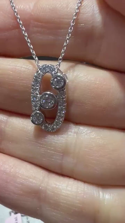 Oval Lab Grown Diamond Pendant Necklace: Sterling Silver, 0.77 Carats