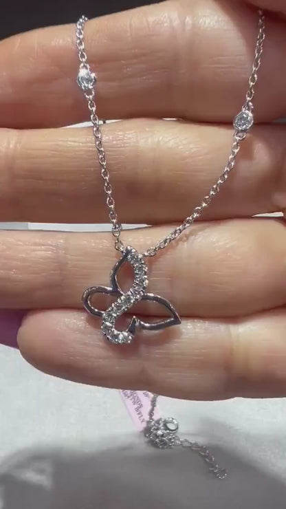 Diamond Butterfly Necklace / Butterfly Necklace / Diamond Butterfly 0.75ct / Diamond Butterfly Pendant with Diamond Chain