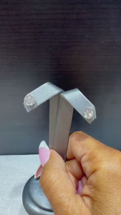 Lab Grown Round Bezel Set Diamond Stud Earrings 1.80 ct tw.