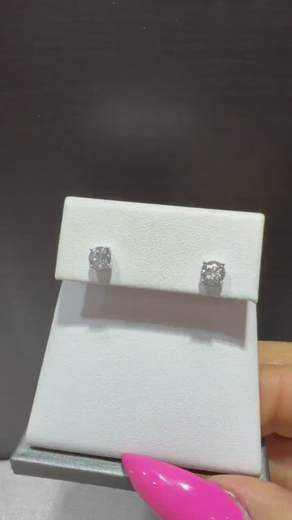 Sterling Silver Lab Grown Round Diamond Stud Earrings 1.00 ct tw.