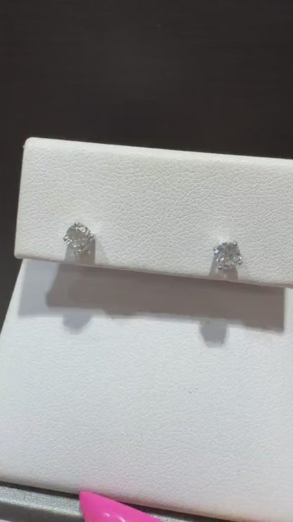 Sterling Silver Lab Grown Round Diamond Stud Earrings 0.50 ct tw.