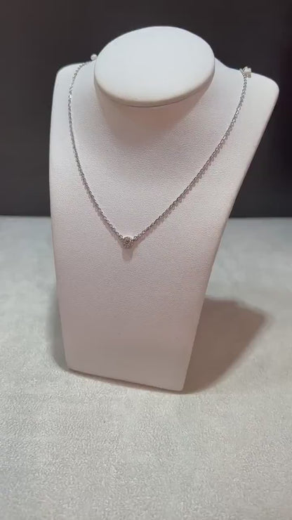 14K White Gold Round Diamond Necklace Genuine Round Diamonds