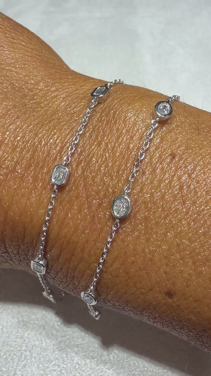 Lab Grown Diamond Bracelet, Sterling Silver, Emerald or Oval Cut, 0.50ct tw.