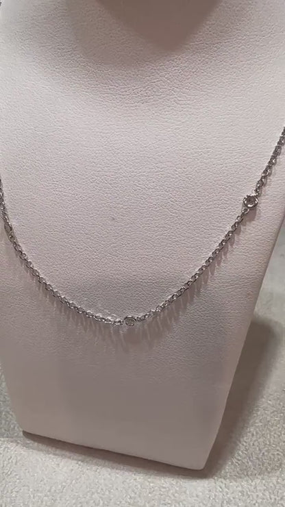 14K White Gold Natural Diamond by the Yard Necklace: 0.25 Carat Bezel Set