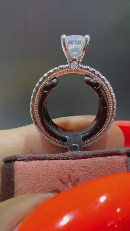 14K White & Rose Gold Verragio Engagement Ring: 1 Carat Lab Grown Diamond