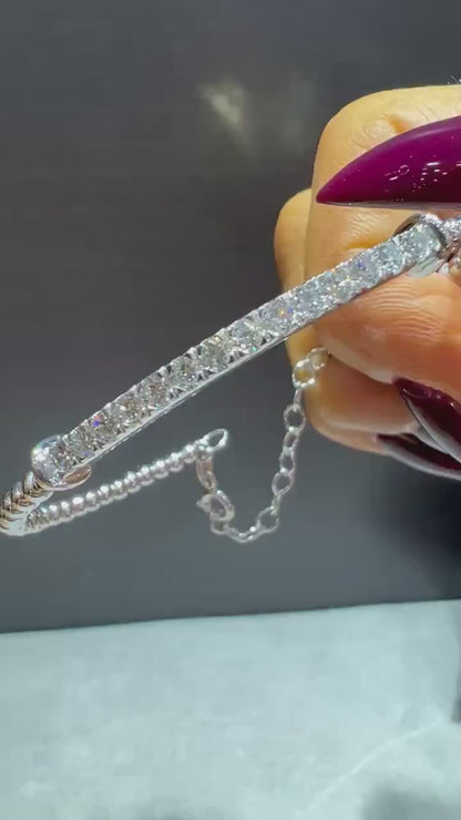 Diamond Bar Adjustable Cuff Bracelet: Lab Grown Diamonds 1.05 Carats Sterling Silver 7-8”