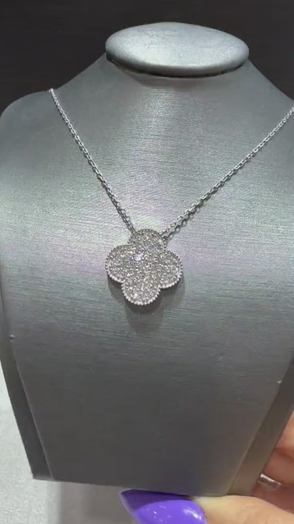 Lab Grown Diamond Flower Necklace 1.30 ct tw.: Sterling Silver, Adjustable 18”-20”