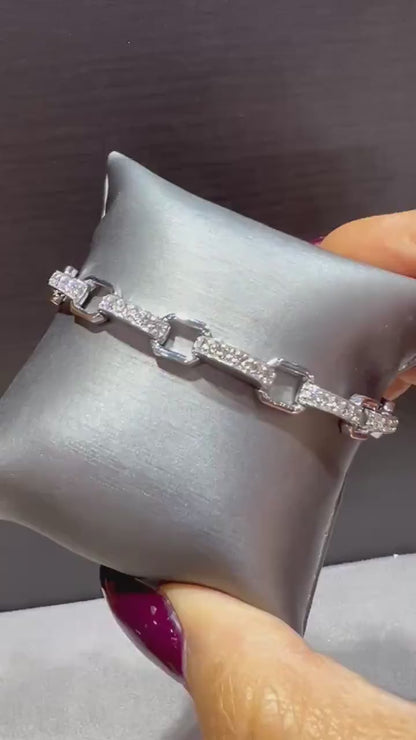 Lab Grown Diamond Link Bracelet: 2.75 Carats Sterling Silver, 7.75”