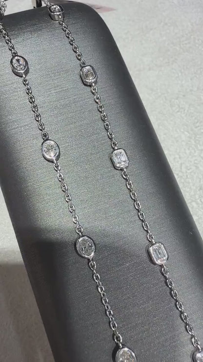 Lab Grown Diamond Bracelet, Sterling Silver, Emerald or Oval Cut, 0.50ct tw.