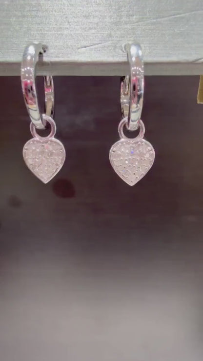 Diamond Heart Sterling Silver Huggie Earrings: Natural Diamonds 0.25ct
