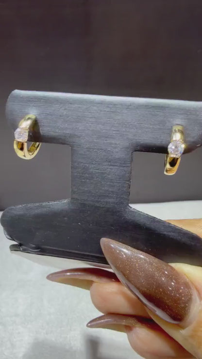 10K Yellow Gold Diamond Huggy Earrings: Lab Grown Diamonds 0.30 tw.