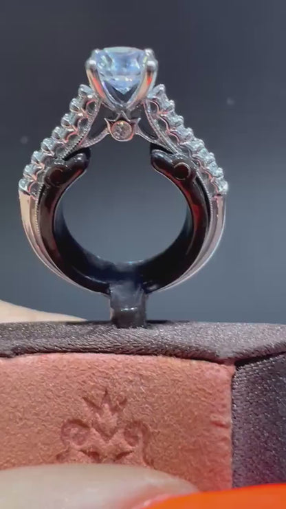 14K White Gold Verragio Diamond Engagement Ring: 1.00 Carat Lab Grown VS EF