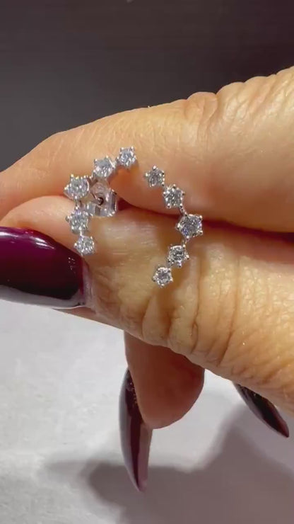 Diamond Ear Climber Earrings 0.52 Carats: Lab Grown Diamonds in Sterling Silver