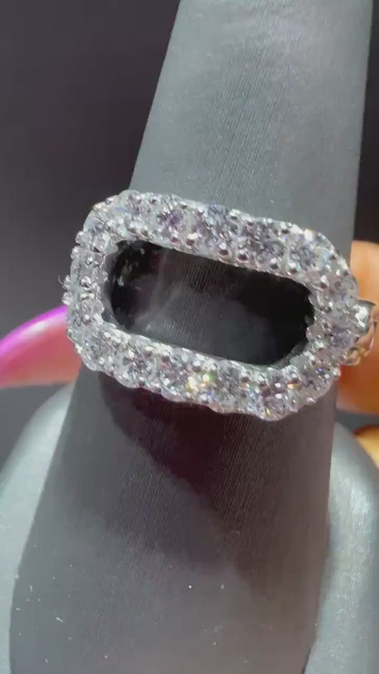 Lab Grown Diamond Sterling Silver Oval Link Ring - Size 7