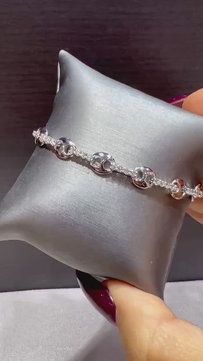 Lab Grown Diamond Mariner Link Bracelet: Sterling Silver or Gold, 1.5ct