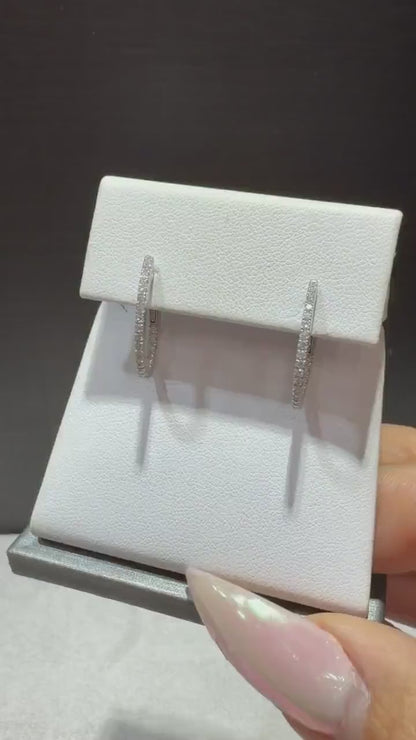 10K White Gold Lab Grown Diamond Oval Hoop Earrings 0.33ct tw.