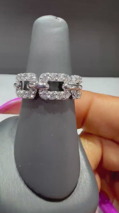 Lab Grown 1.00 Carat Diamond Link Ring - Sterling Silver Band, Size 7