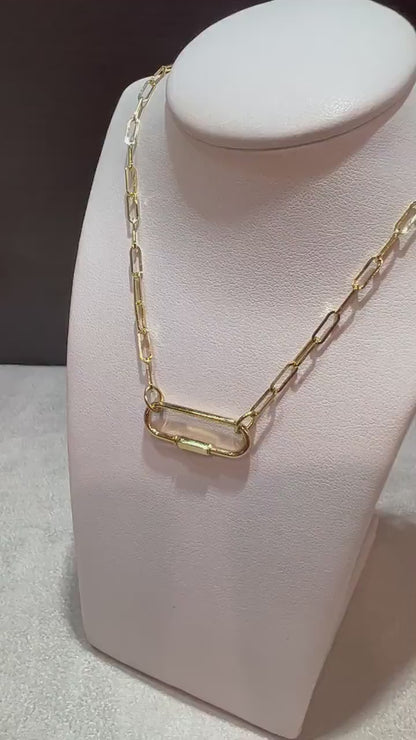 14k Yellow Gold Paperclip Link Necklace with Pendant: Charm Option