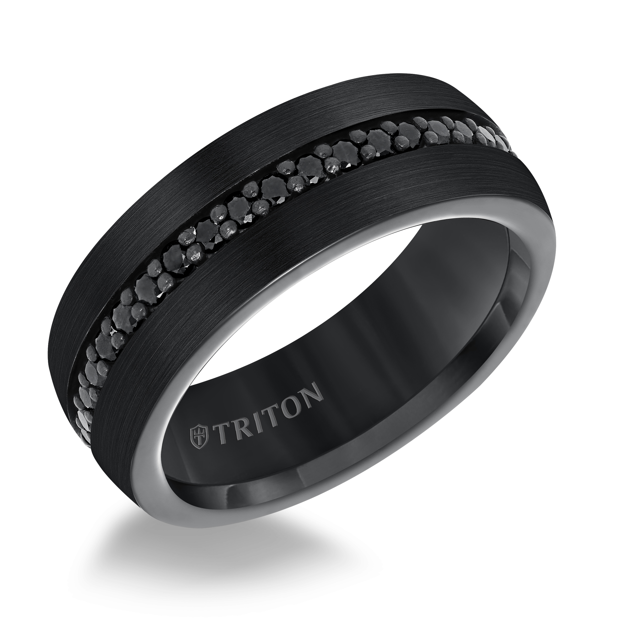 8MM Ring - Black Sapphire Eternity and Round Edge.